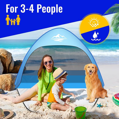 Beach Tent Sun Shelter Pop Up UV Protection Automatic Instant Lightweight 3-4P