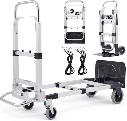 Convertible Hand Truck 2in1 Folding Dolly Cart 110KG Aluminum Adjustable