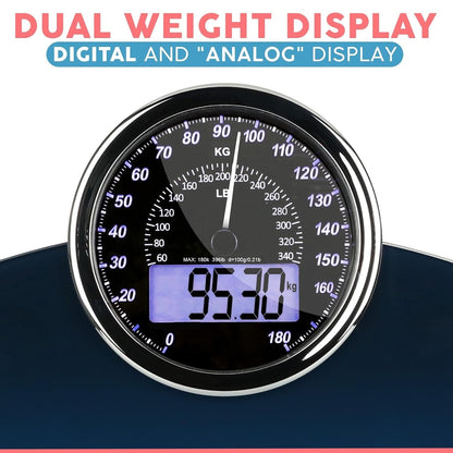 Bathroom Weighing Scales Digital Analogue 180kg Body Weight LCD Backlit Glass