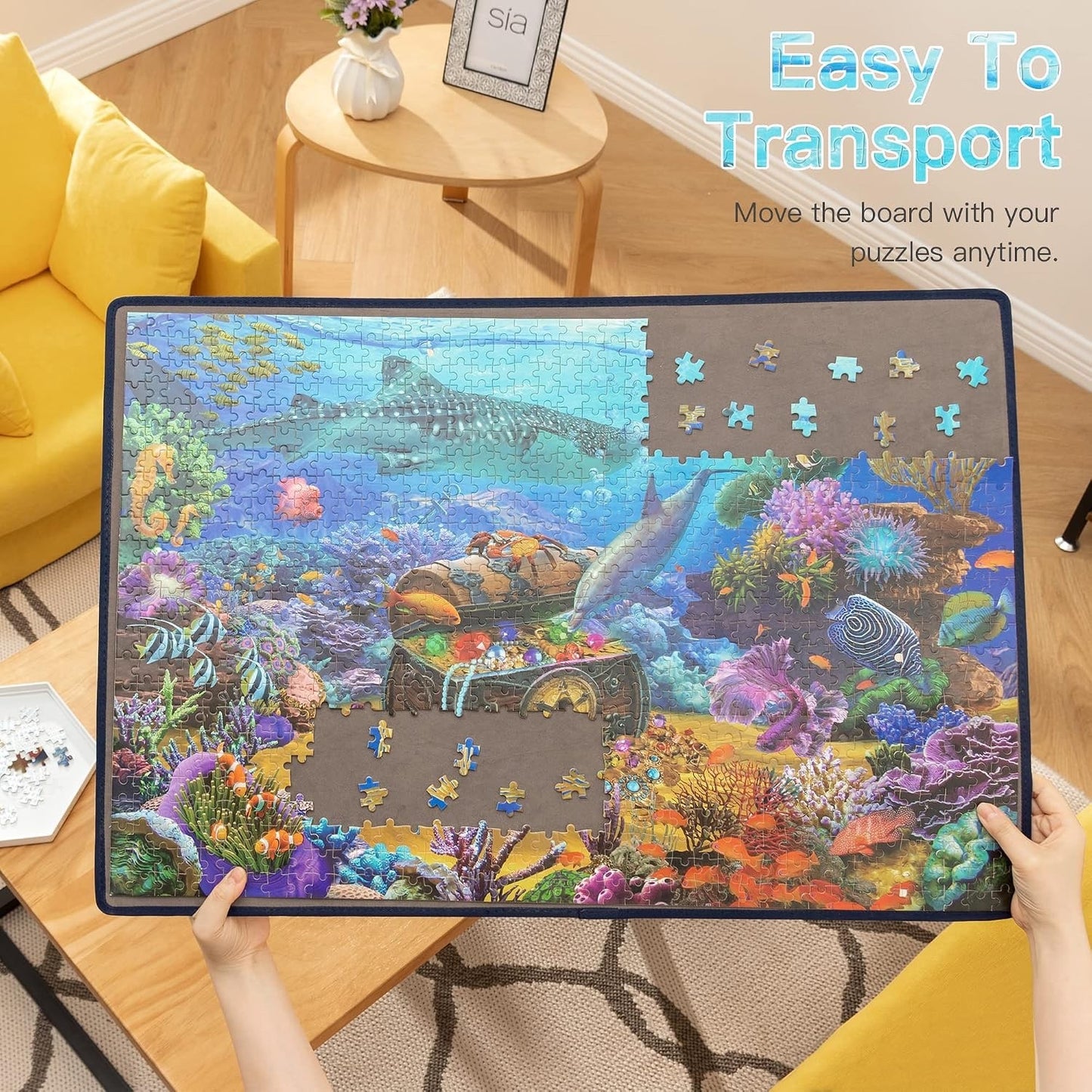 Becko US Jigsaw Puzzle Board Mat 1000 Piece Portable Non Slip Grey Storage Large