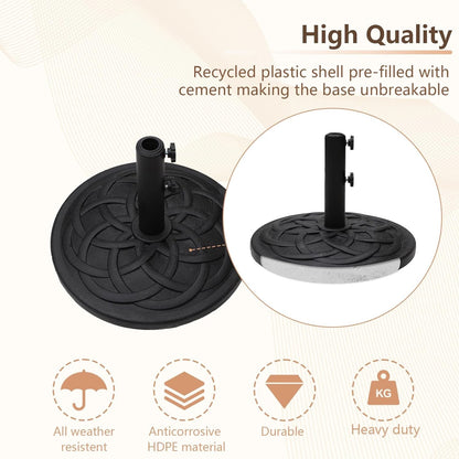 Garden Parasol Base Stand 12kg Heavy Duty Round Black Patio Umbrella Holder