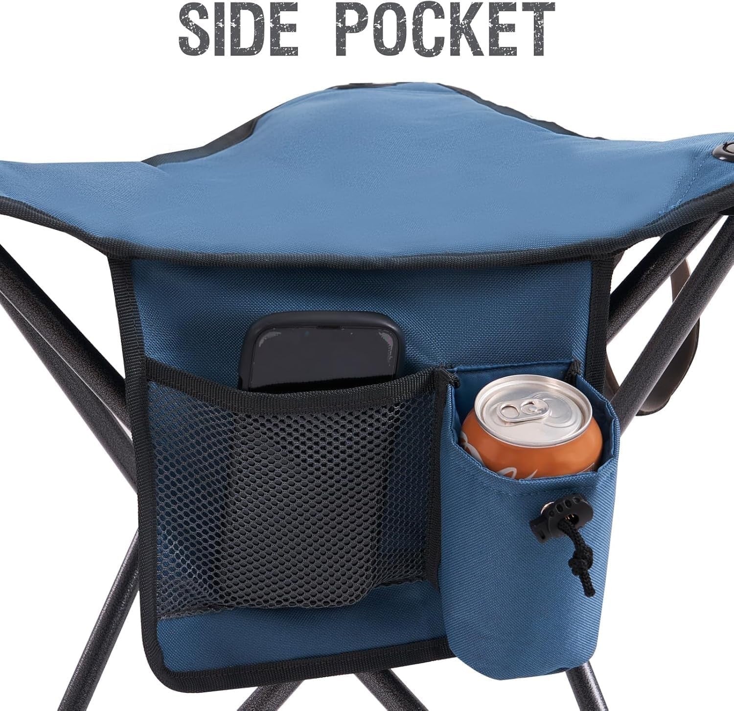 Camping Stool Folding Backrest Portable Chair Fishing Hiking Outdoor 102kg Blue