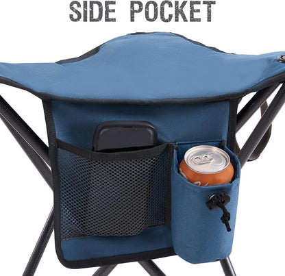 Camping Stool Folding Backrest Portable Chair Fishing Hiking Outdoor 102kg Blue