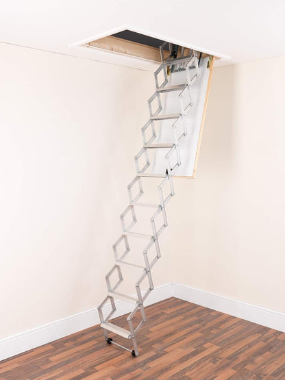 Loft Ladder Concertina Aluminium 11 Tread Folding Attic Access Space Saver DIY