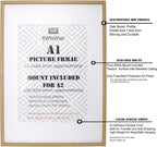 A1 Wooden Picture Frames Set of 3 w A2 Mount Wood Effect Wall Hanging