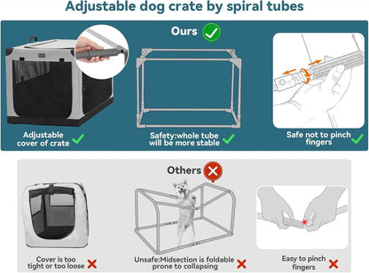 Dog Crate Foldable Travel Pet Cage Medium Soft 76x50x49cm 3 Door Grey Fabric