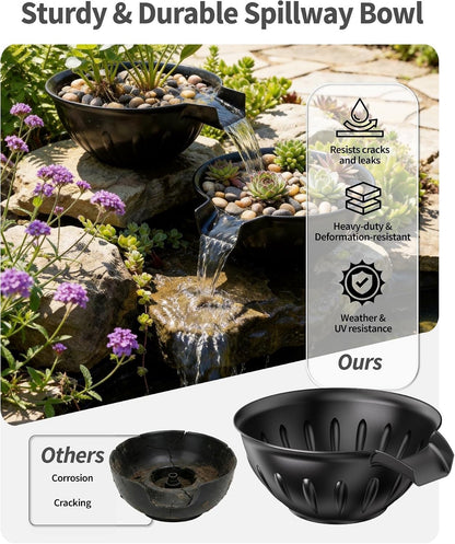 Pond Waterfall Fountain Kit 2 Tier Spillway Bowls 2500L/H Pump Garden Feature