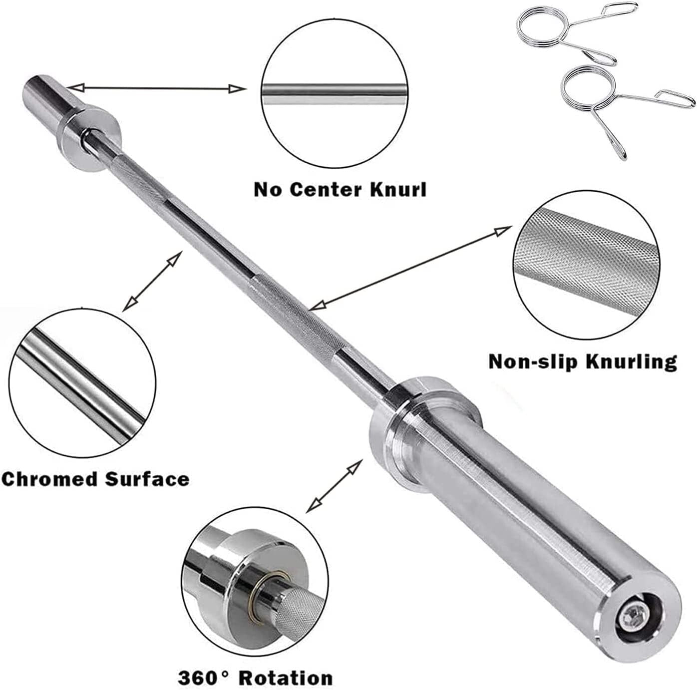 MYOYAY Weight Lifting Barbell Bar | Fitness 4ft Barbell Weight Bar with 2 Clips