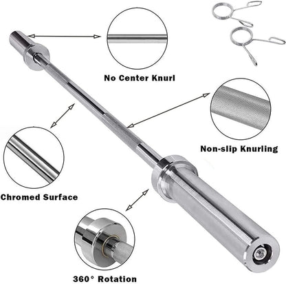 MYOYAY Weight Lifting Barbell Bar | Fitness 4ft Barbell Weight Bar with 2 Clips