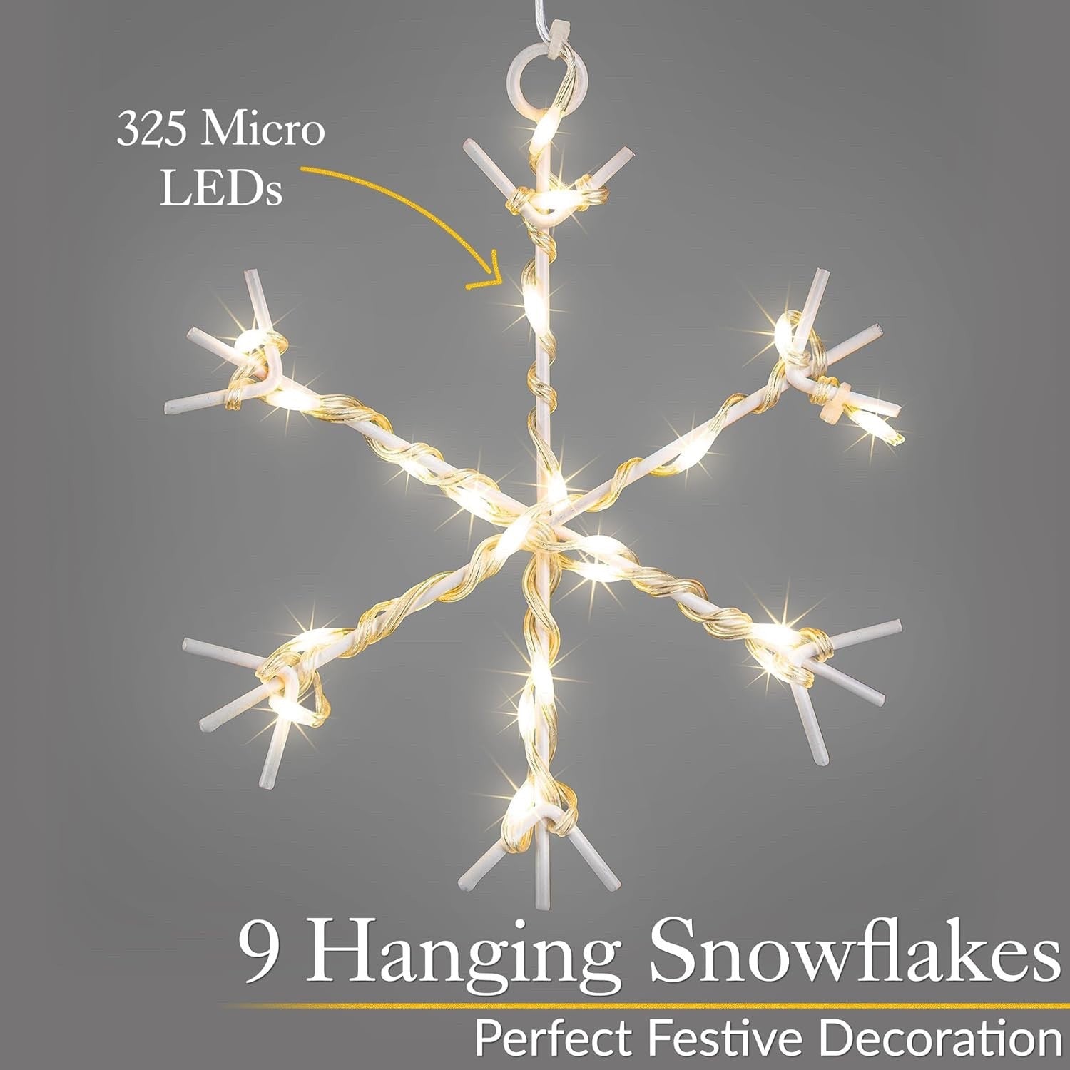 Christmas Curtain Lights Snowflake 325 LED Warm White Window Indoor Outdoor