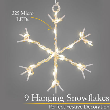Christmas Curtain Lights Snowflake 325 LED Warm White Window Indoor Outdoor