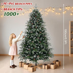 180cm Snow Flocked Artificial Christmas Tree PE PVC Pinecones Wood Stand