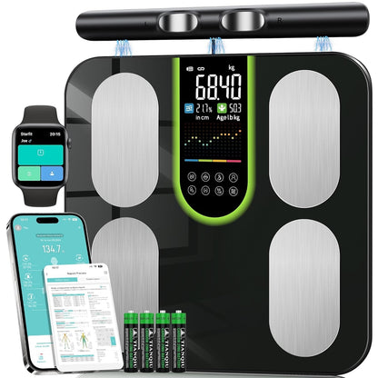 Smart Body Composition Scales 8 Electrode Bluetooth BMI Body Fat 180kg Black