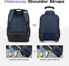 18” Rolling Laptop Bag Waterproof Wheeled Briefcase Travel Work Blue