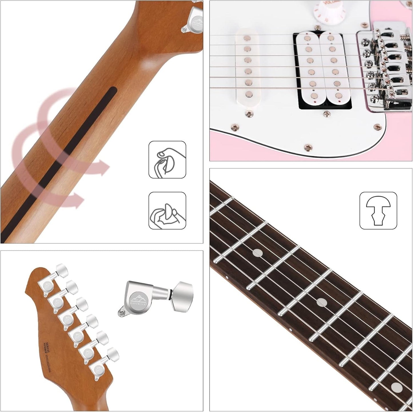 Eastrock 39 inch Full-Size Electric Guitar for Junior Beginners Pink