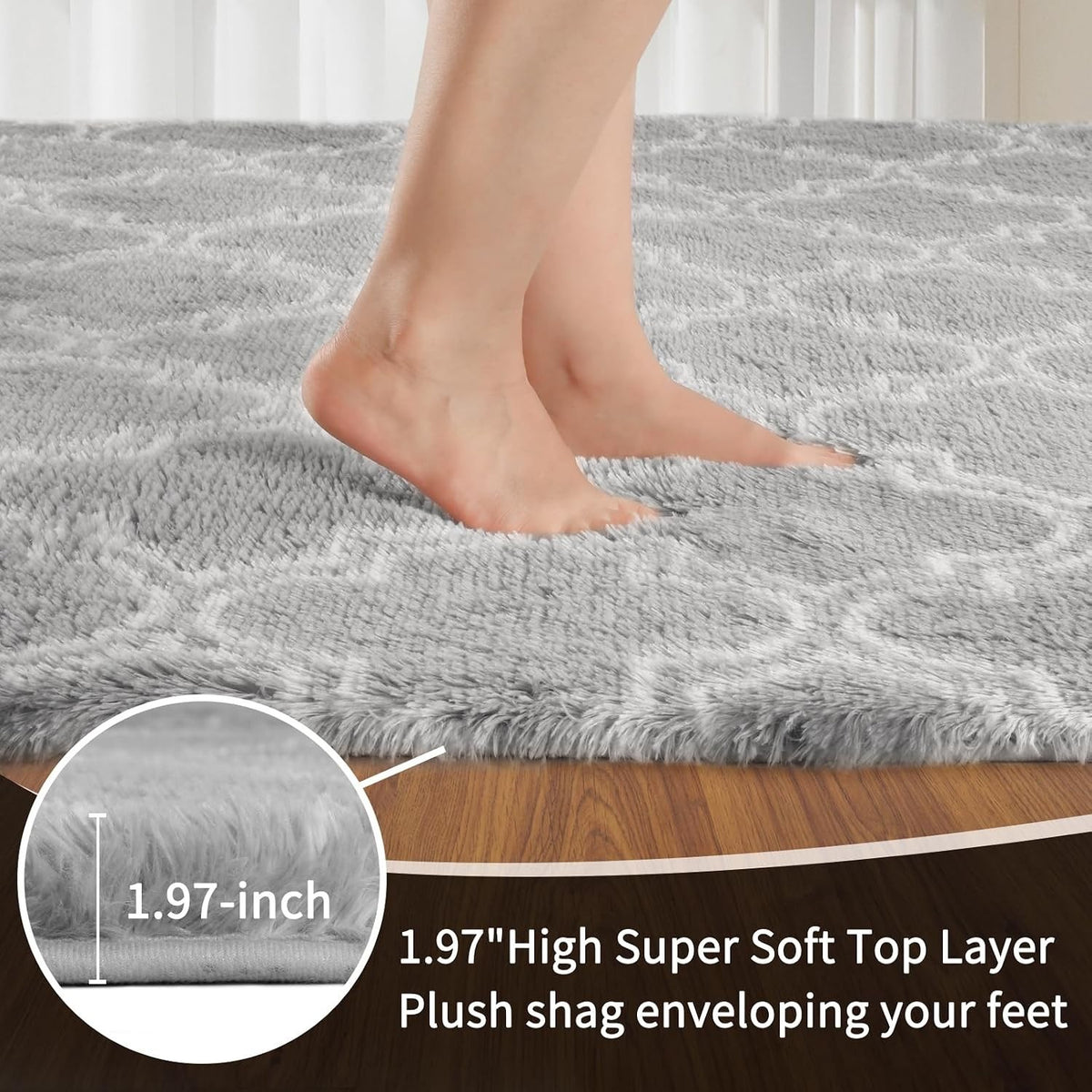 Shaggy Rug Large Living Room Carpet 300x425cm Light Grey Lantern Non Slip Soft