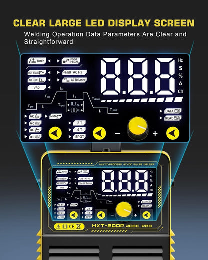 TIG Welder Welding Machine AC DC 200A Pulse 240V Yellow HXT200P Pro Inverter