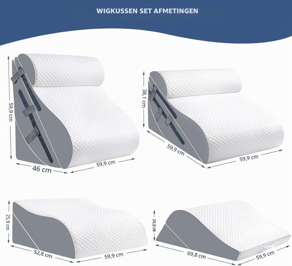 Orthopaedic Bed Wedge Pillow Set 6 Piece Memory Foam Adjustable Back Leg Support