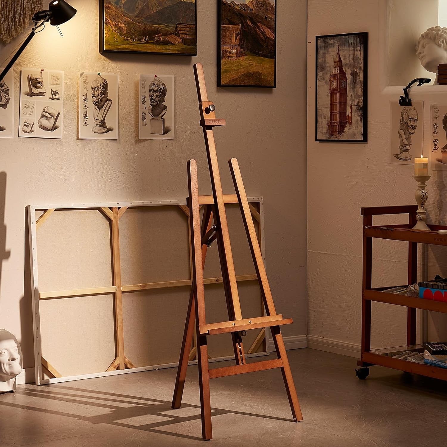 Art Easel Wooden Painting Adjustable Beech Display Stand Canvas 109cm Walnut