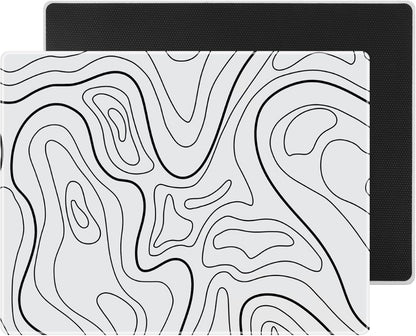 Glass Gaming Mouse Pad Mat 50x40cm White Topographic Non Slip Smooth Surface