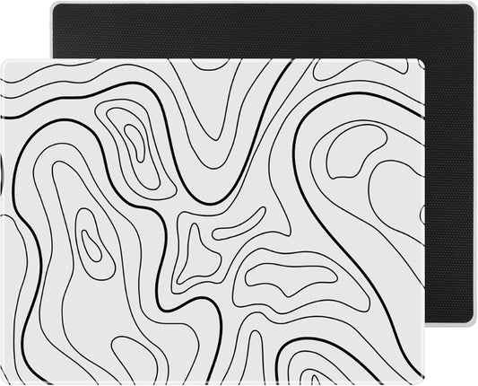 Glass Gaming Mouse Pad Mat 50x40cm White Topographic Non Slip Smooth Surface