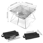 Odoland XL Portable Collapsible Campfire Grill Fire Pit Stainless Steel Outdoor