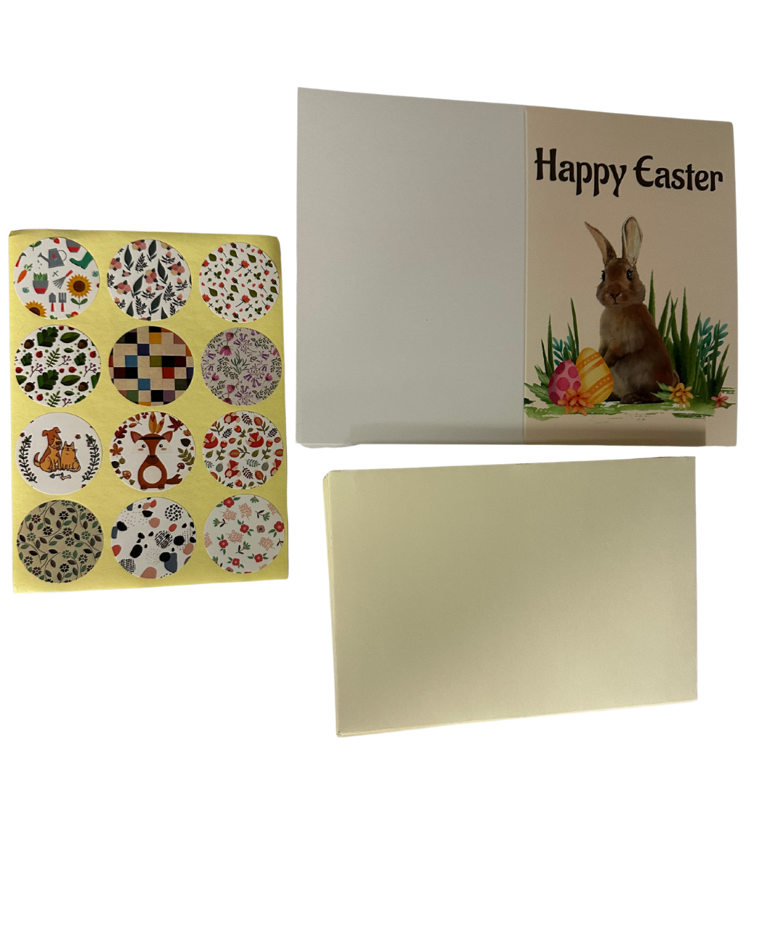 Happy Easter Celebration Cards Pcs 12 Yellow Bunny Including Stickers