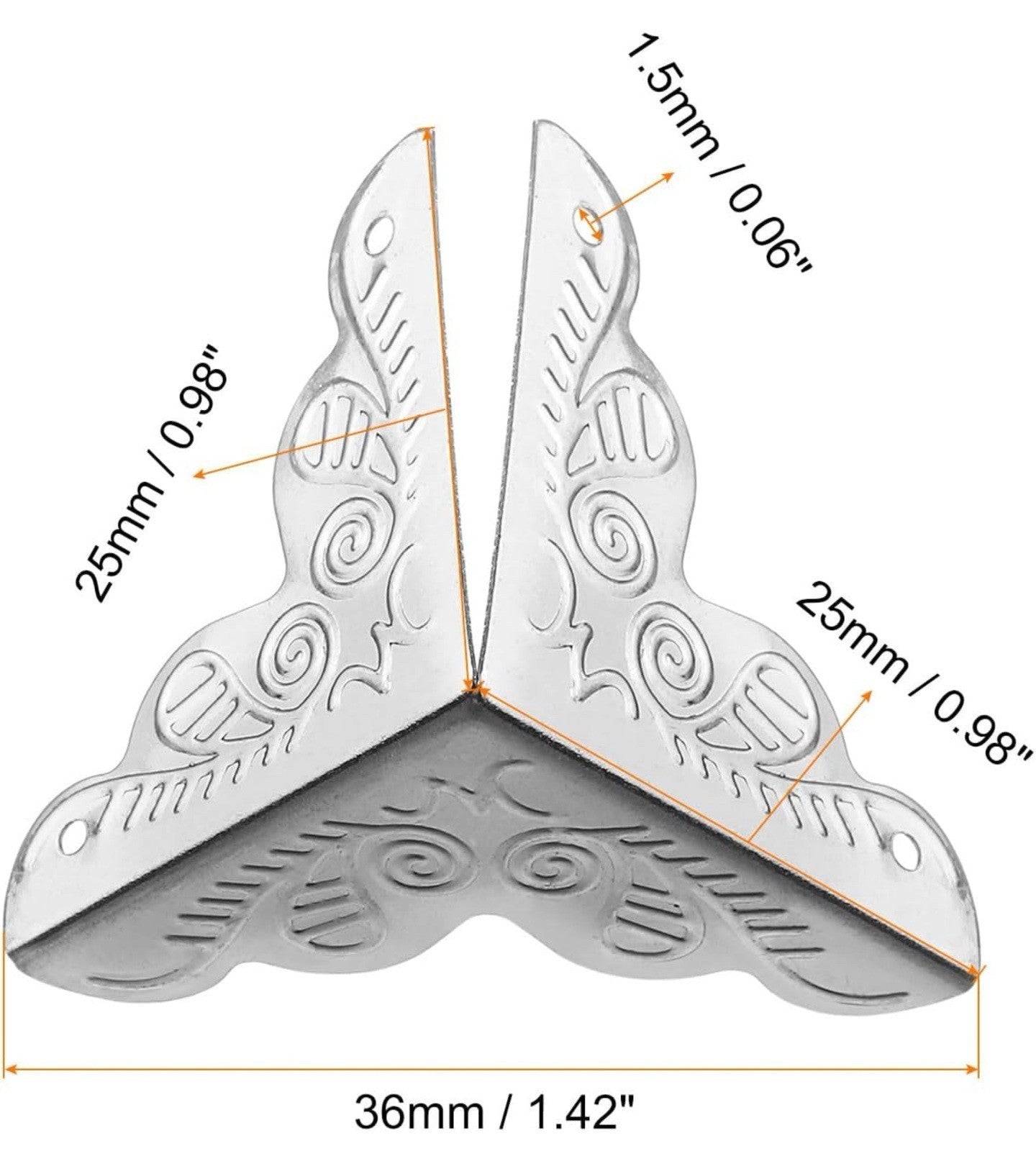 sourcing map 48 Pcs Metal Box Corner Protectors 1"x1" Corner Protectors