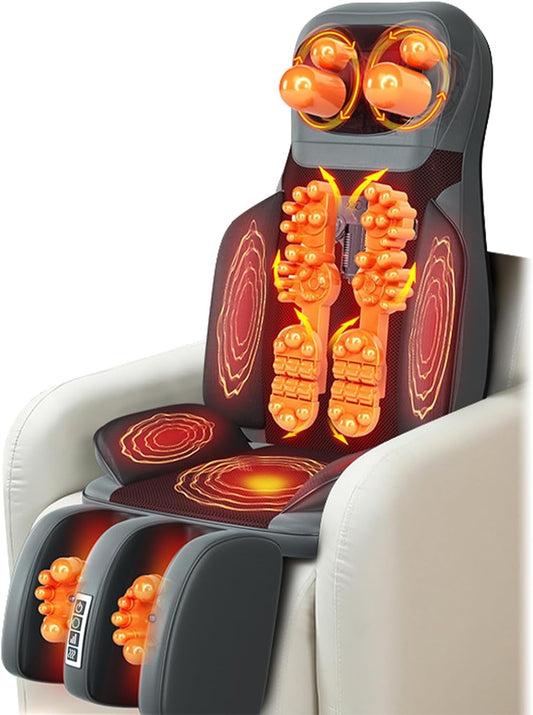 Full Body Massage Mat Heated Waist Airbag Remote Control Neck Back Leg Brown