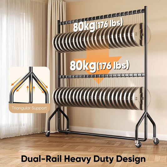 Clothes Rail Rack Heavy Duty Double Hanging Garment Stand 152cm 160kg Wheels
