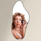 98x45cm Irregular Black Metal Wall Mirror Bathroom Bedroom Hallway Vanity Decor