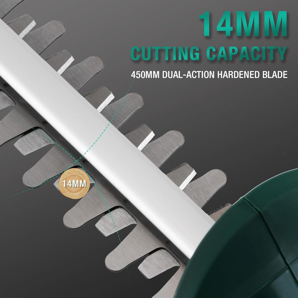 Cordless Hedge Trimmer Cutter 20V 45cm Dual Blade 2.0Ah Battery Garden 14mm