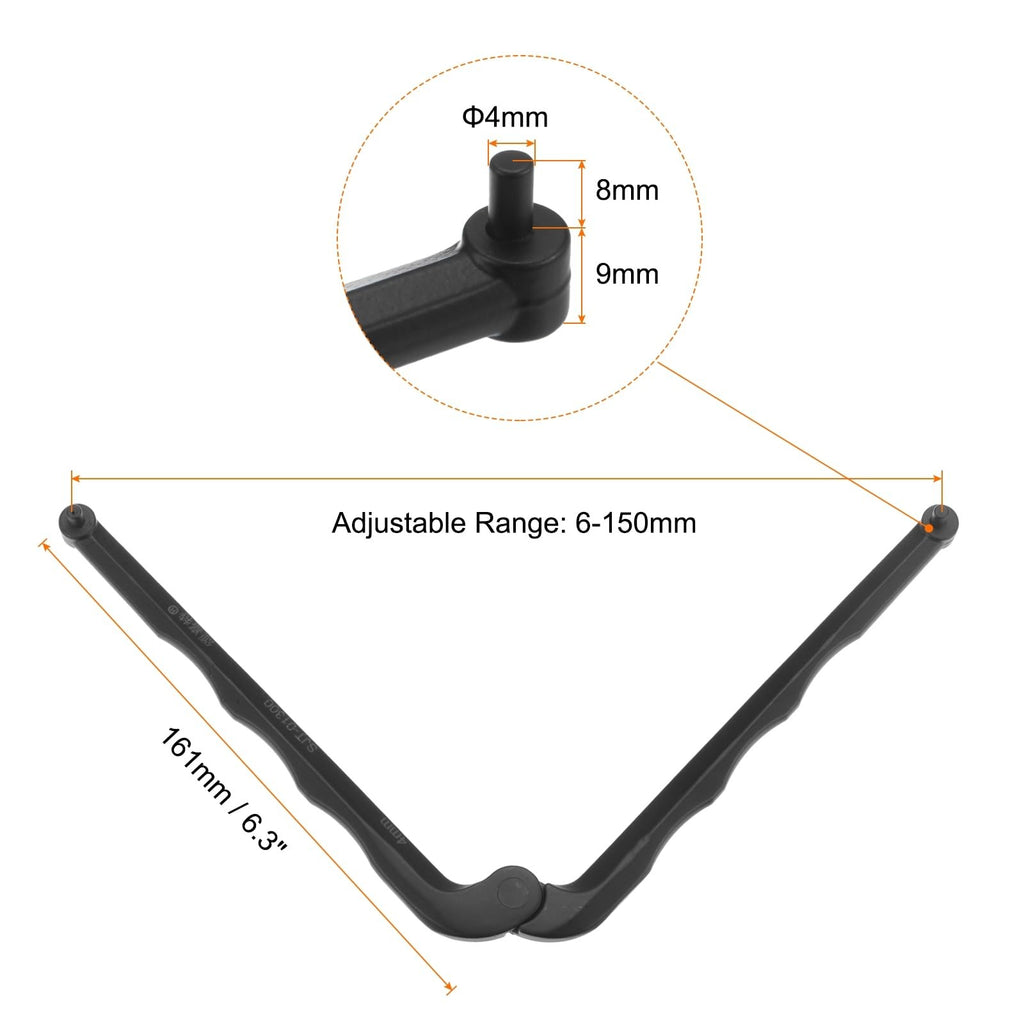 sourcing map Adjustable Face Spanner 4mm Diameter 6-150mm Opening Range