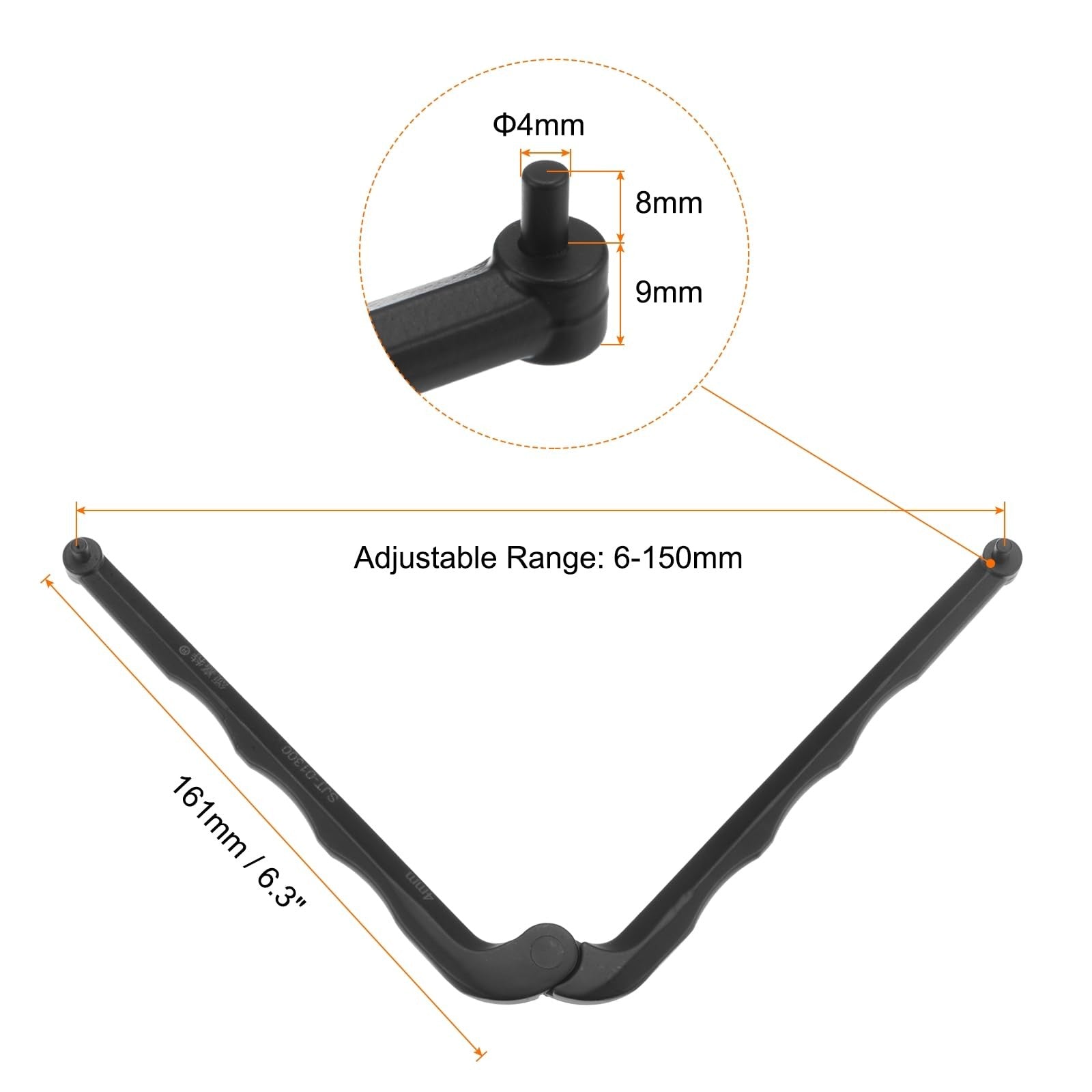 sourcing map Adjustable Face Spanner 4mm Diameter 6-150mm Opening Range