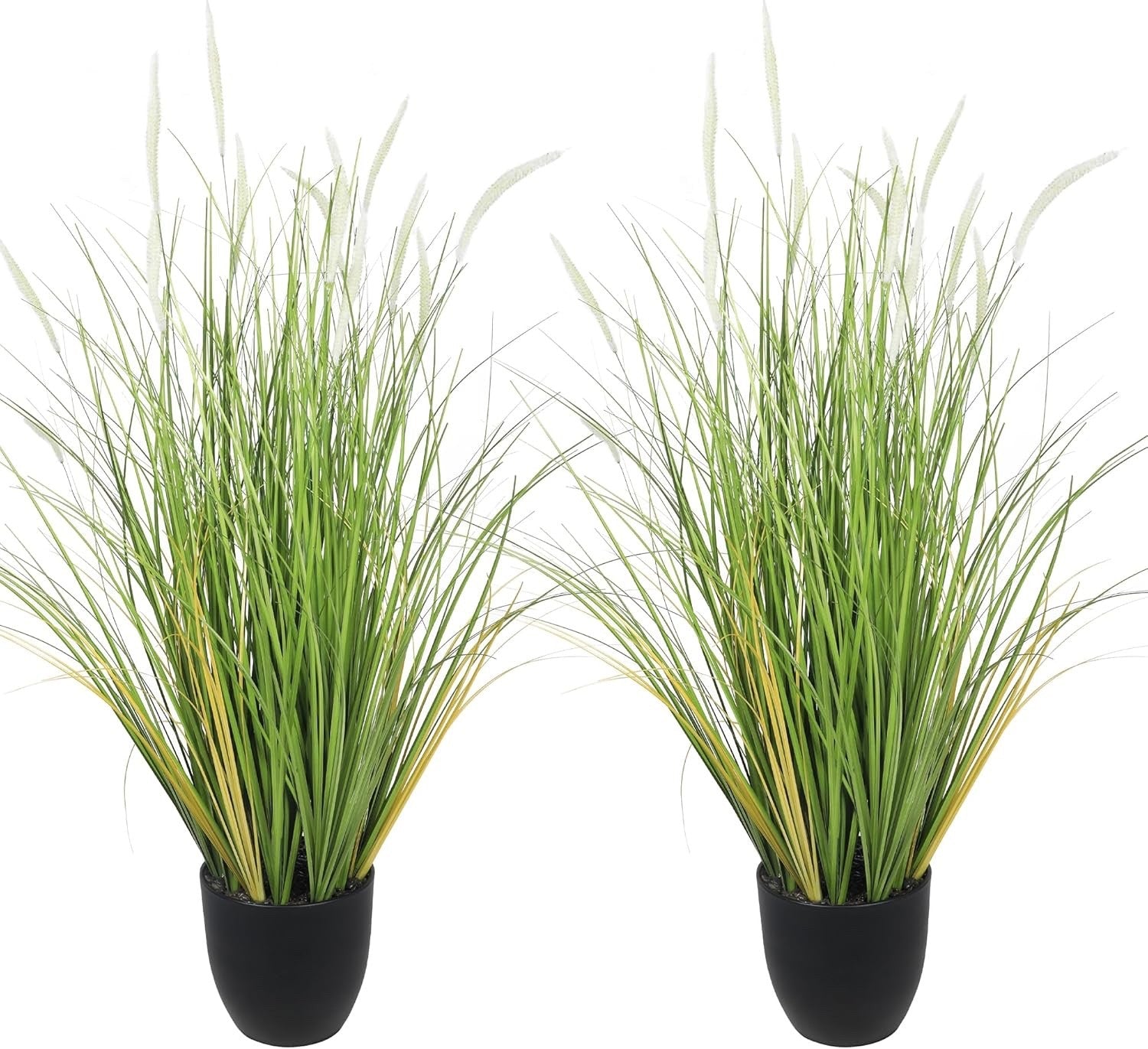 3ft Artificial White Foxtail Grass Plants 2 Pack Faux Potted Indoor Decor