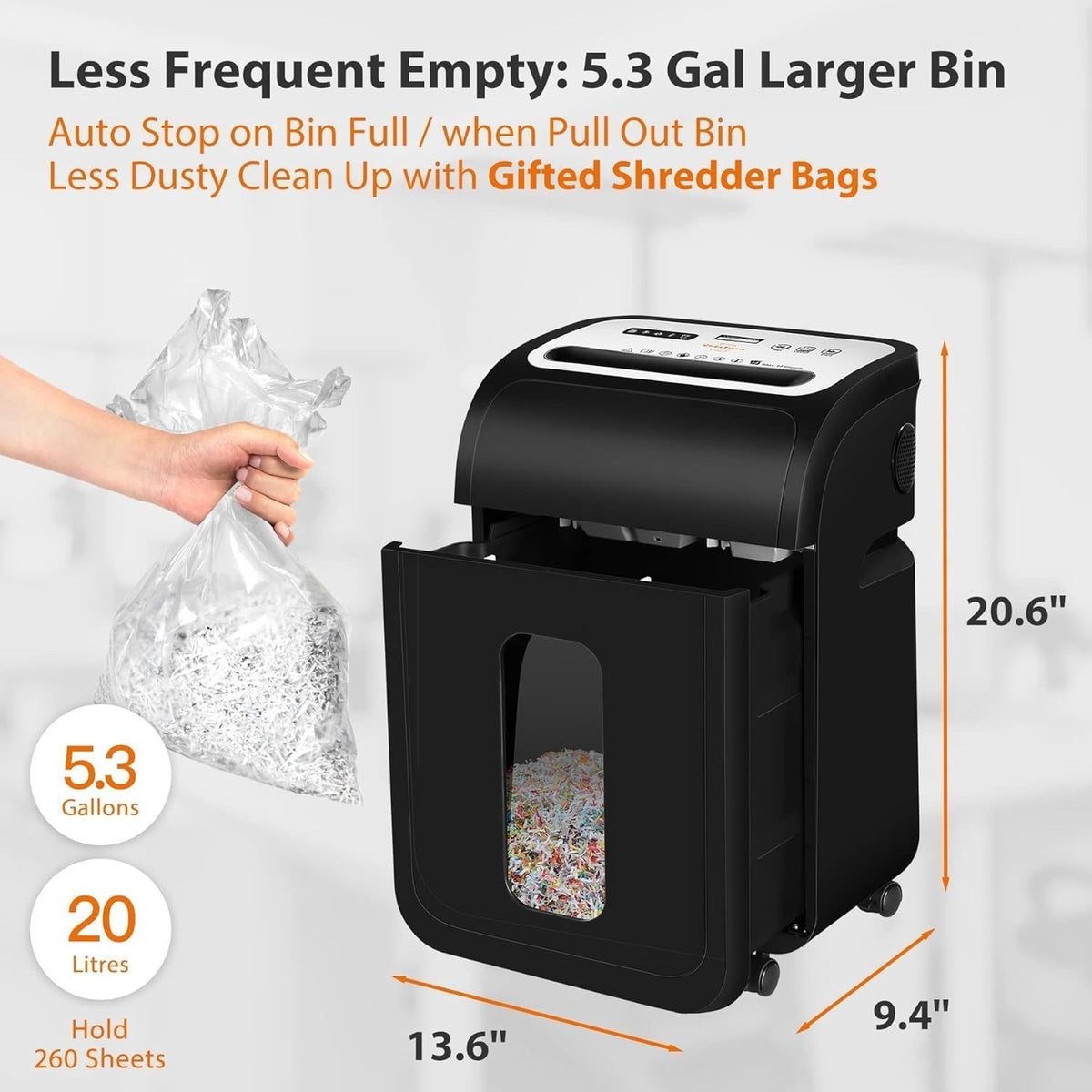 Vidateco Paper Shredder Micro Cut 14-Sheet P4 60 Min Heavy Duty 20L Pull-Out