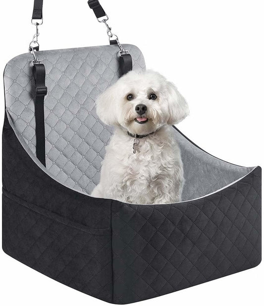 Dog Car Booster Seat Large Medium Washable Backseat Bed Safety Belts Black Grey