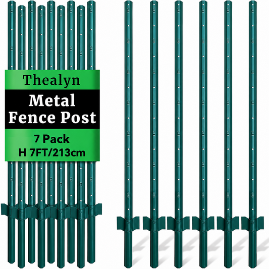 Fence Posts 7ft 213cm 7 Pack Metal U Channel Steel Garden Wire Mesh Green No Dig