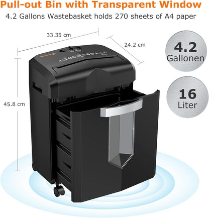 Bonsaii Paper Shredder Micro Cut 12 Sheet 16L 60 Min Heavy Duty P-4 Security