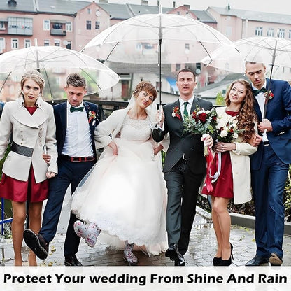 Clear Wedding Umbrellas 10 Pack Transparent Dome White Semi Auto Bride Party