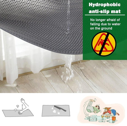 Non Slip Drainage Matting 5m x 90cm Grey PVC Wet Area Floor Runner 5.5mm Thick