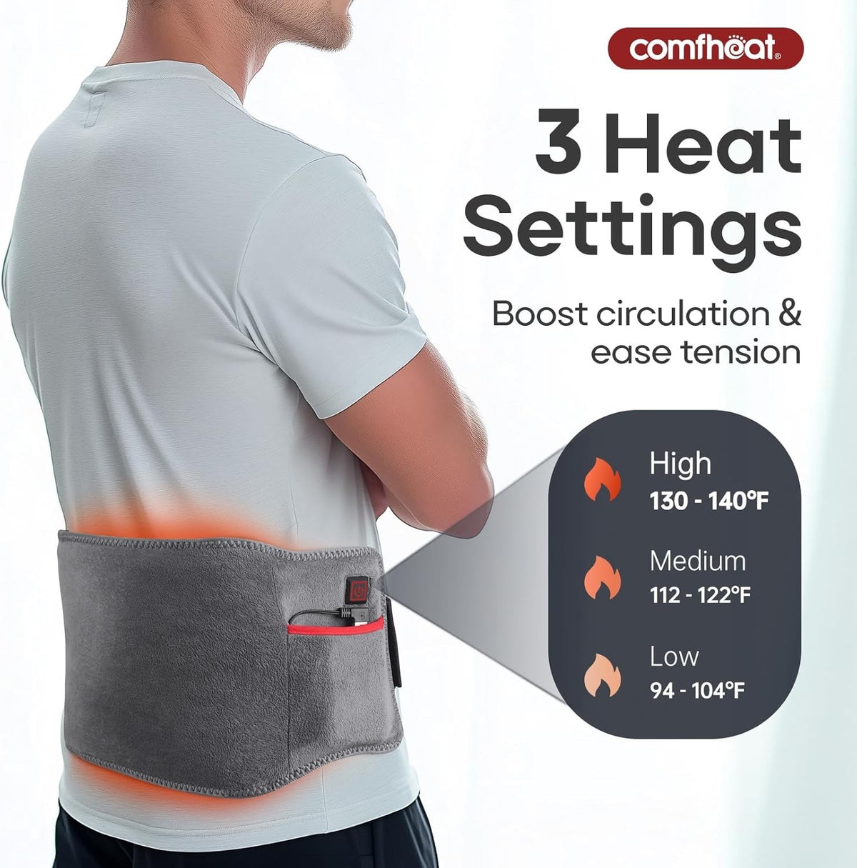 Heated Wrap Neck Back Shoulder Pad Massage Heat Therapy Cordless USB Support