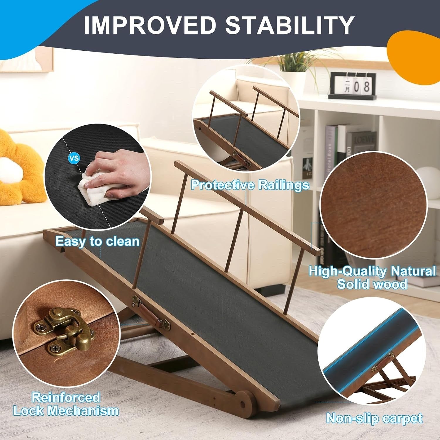 Dog Ramp Pet Steps Adjustable 5 Step Foldable Bed Sofa Car Small Large Dogs