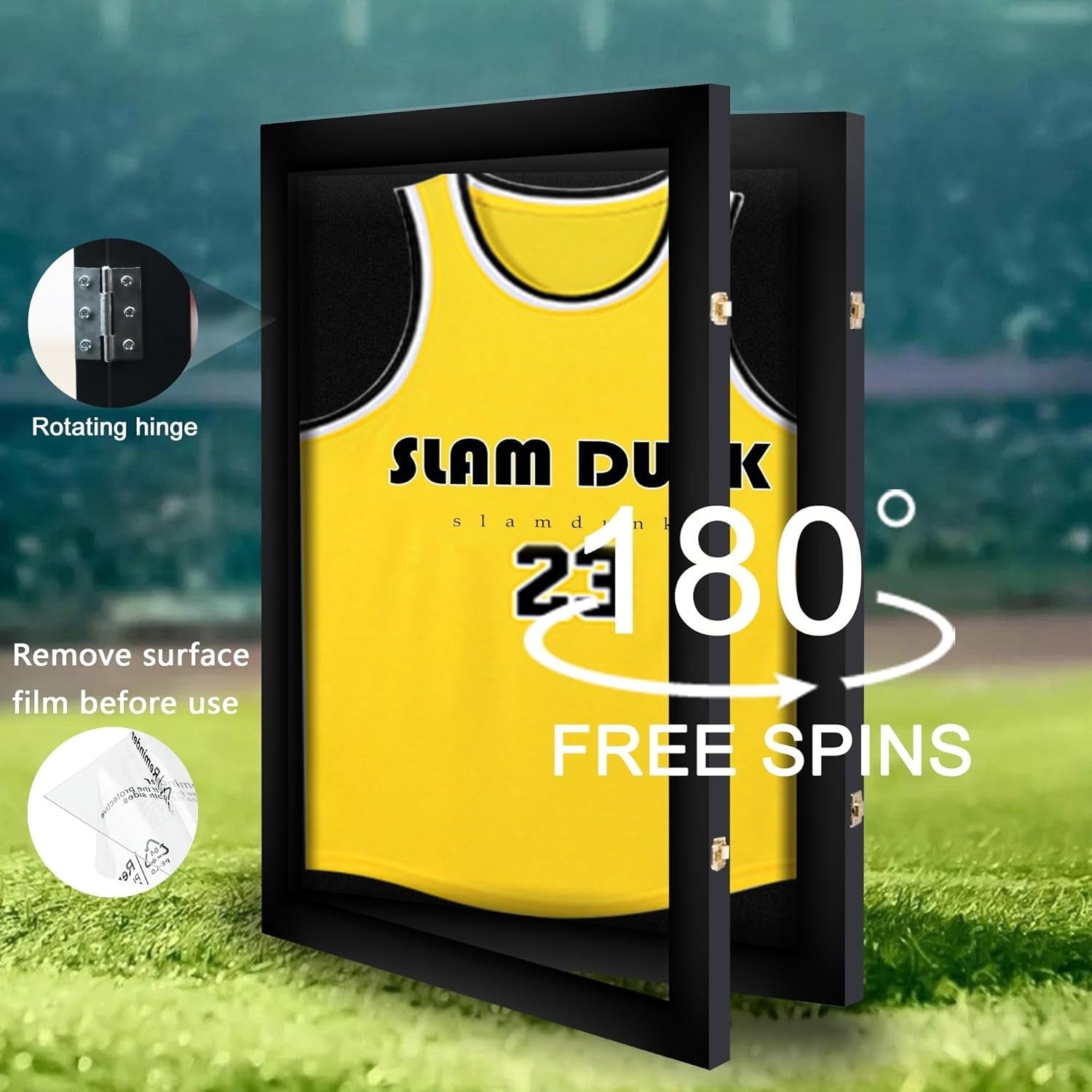 Tinkeps Football Shirt Frame Black Acrylic Display Sports Jersey 31.3 x 23.3 in
