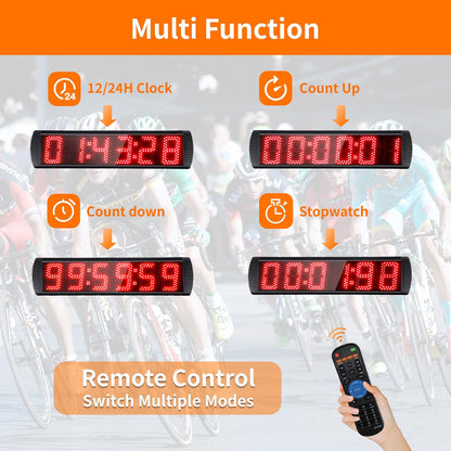 Digital Gym Timer Clock 5 Inch LED 6 Digit Countdown Stopwatch Remote Stand