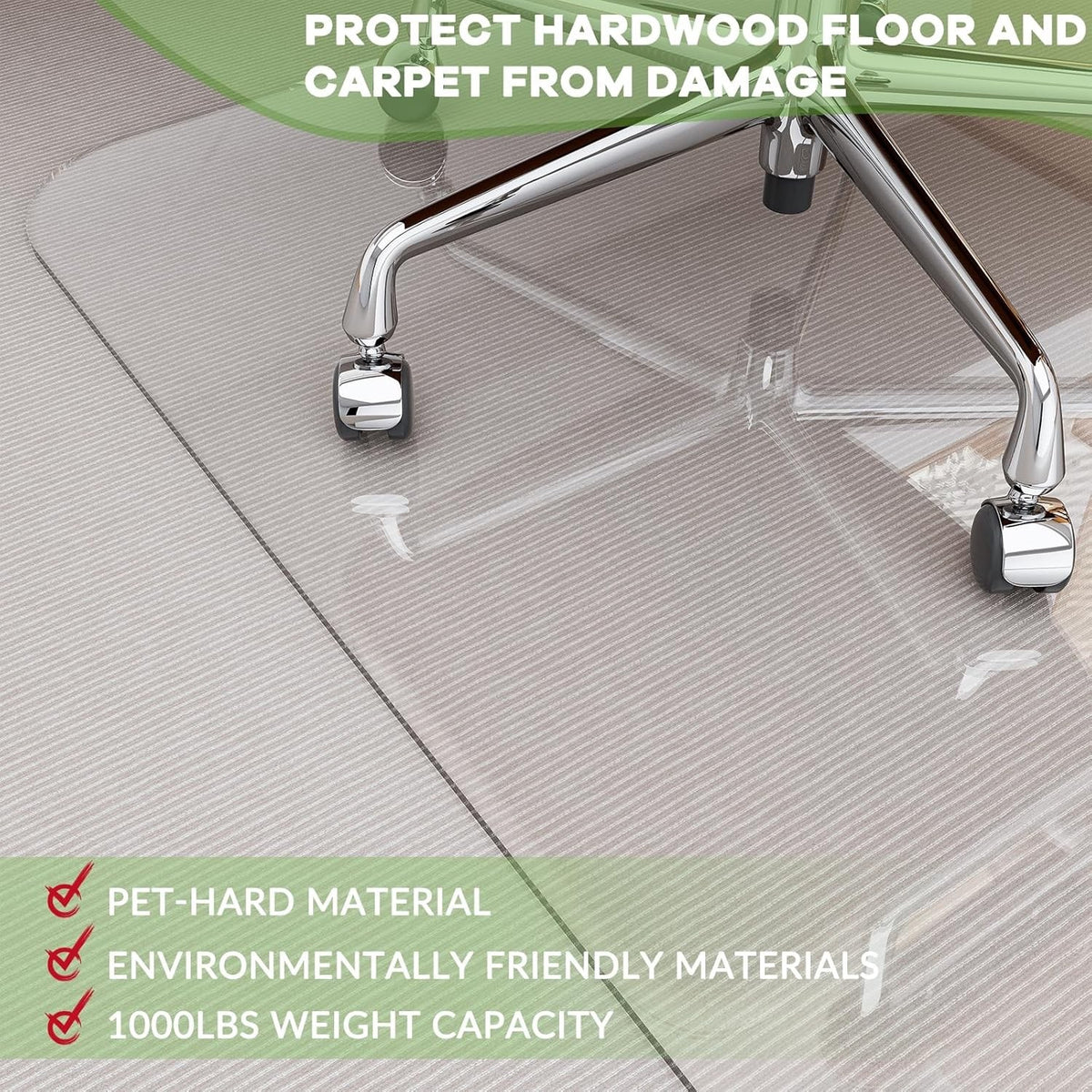 Office Chair Mat Clear 90x120cm Hard Floor Protector PVC Large Desk Floor Mat