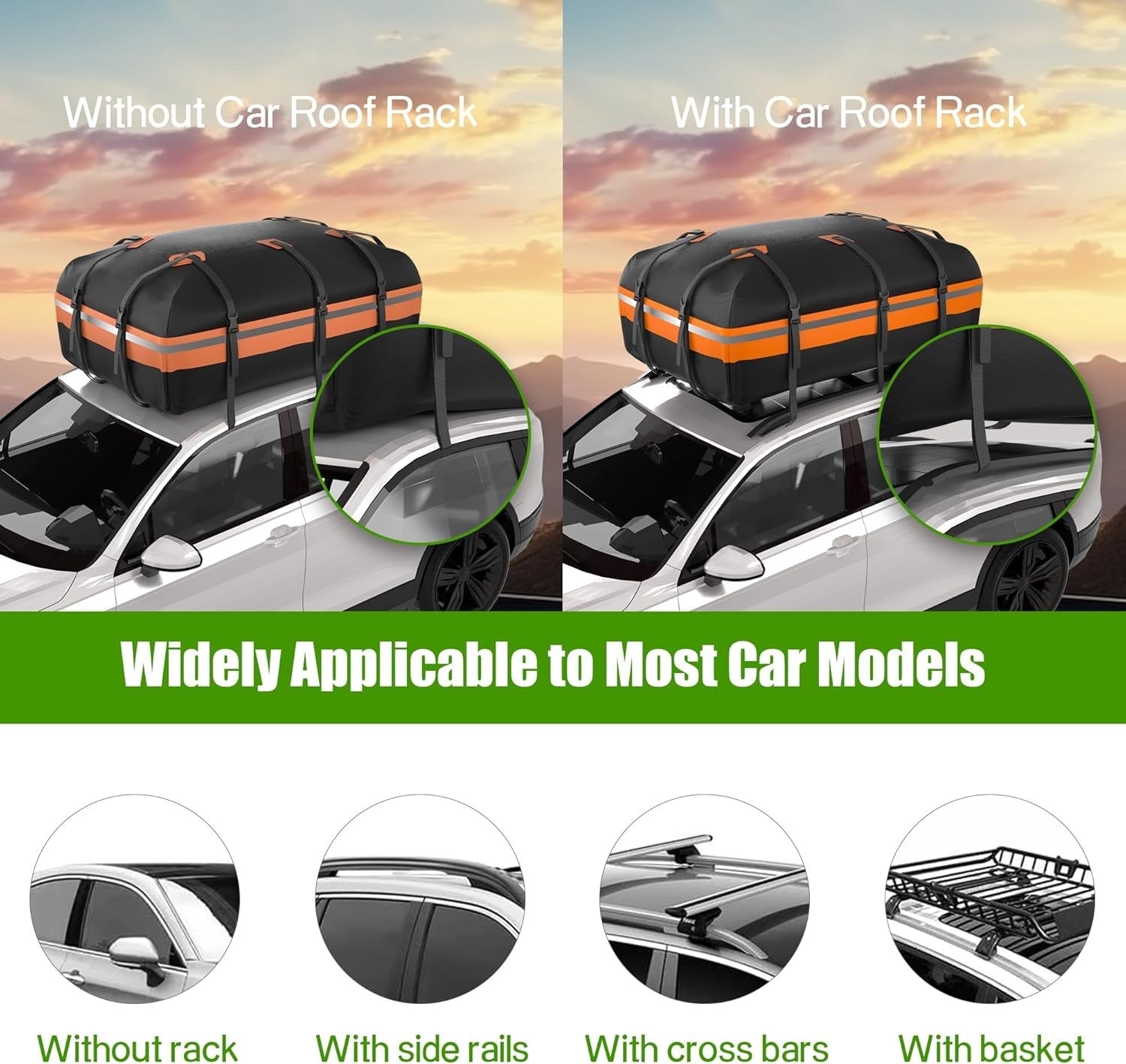 21 Cu Ft Car Roof Bag Waterproof Roof Top Cargo Carrier SUV Travel