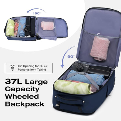 Laptop Rolling Bag Briefcase 18in Waterproof Wheeled Travel Work Case Blue Cabin