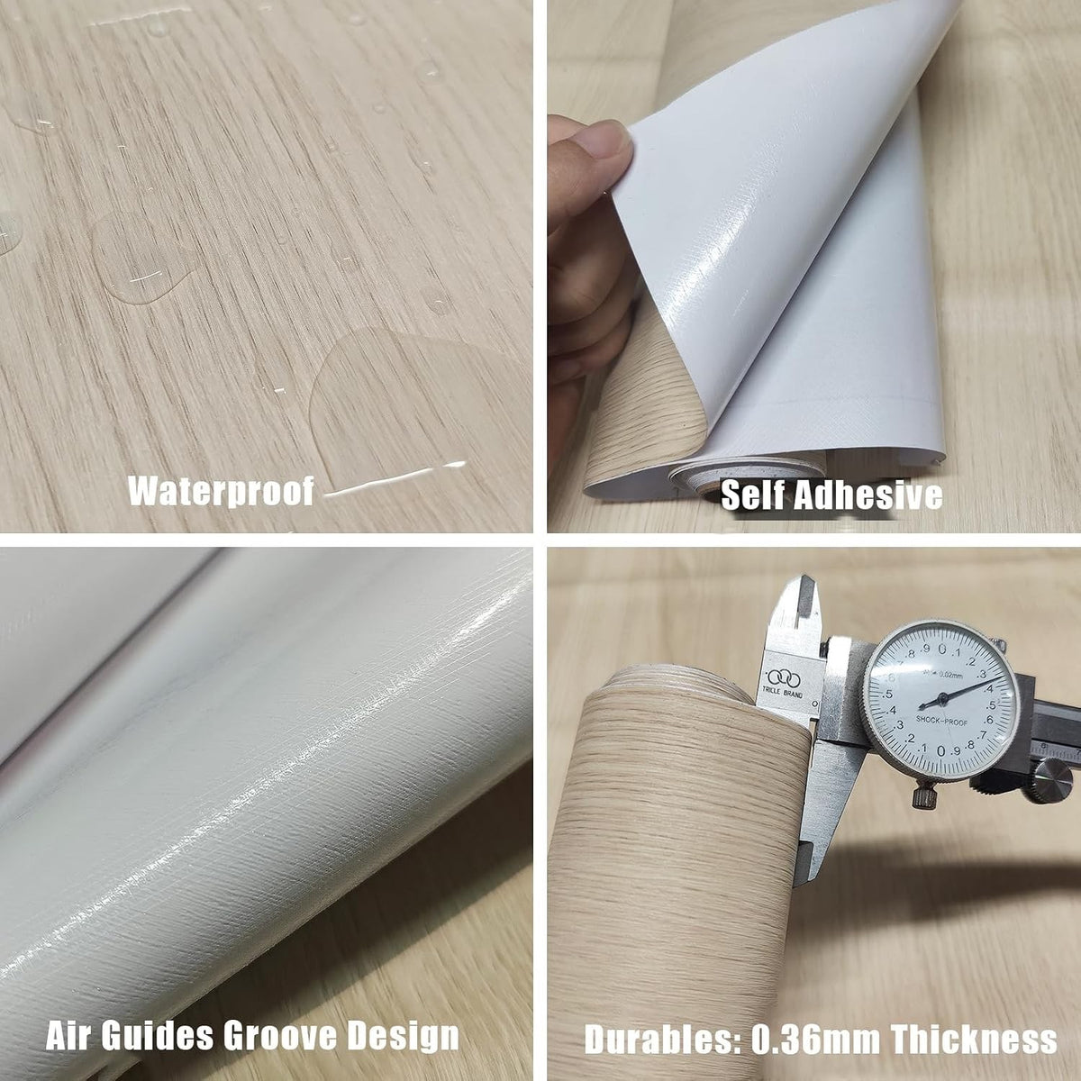 Wood Wallpaper Peel Stick Contact Paper 60x500cm Beige Warm Wood Grain Matte