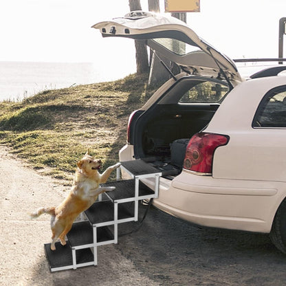 Dog Steps Car Stairs Ramp 5 Step Folding Aluminium Non Slip 80kg SUV Pet Portabl